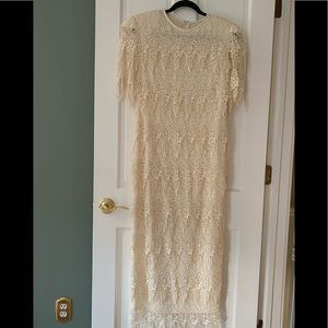 VINTAGE CATTIVA Embroidered Tired Ivory Lace Formal Gown